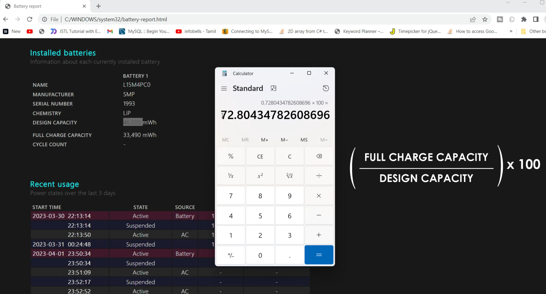 How to find Laptop's Battery Health?